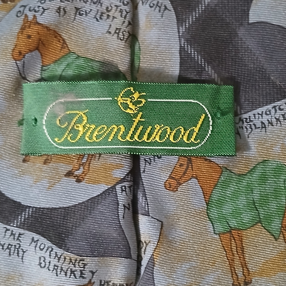 Men's Novelty Silk Tie with Horse Print by Brentwood - Picture 2 of 5